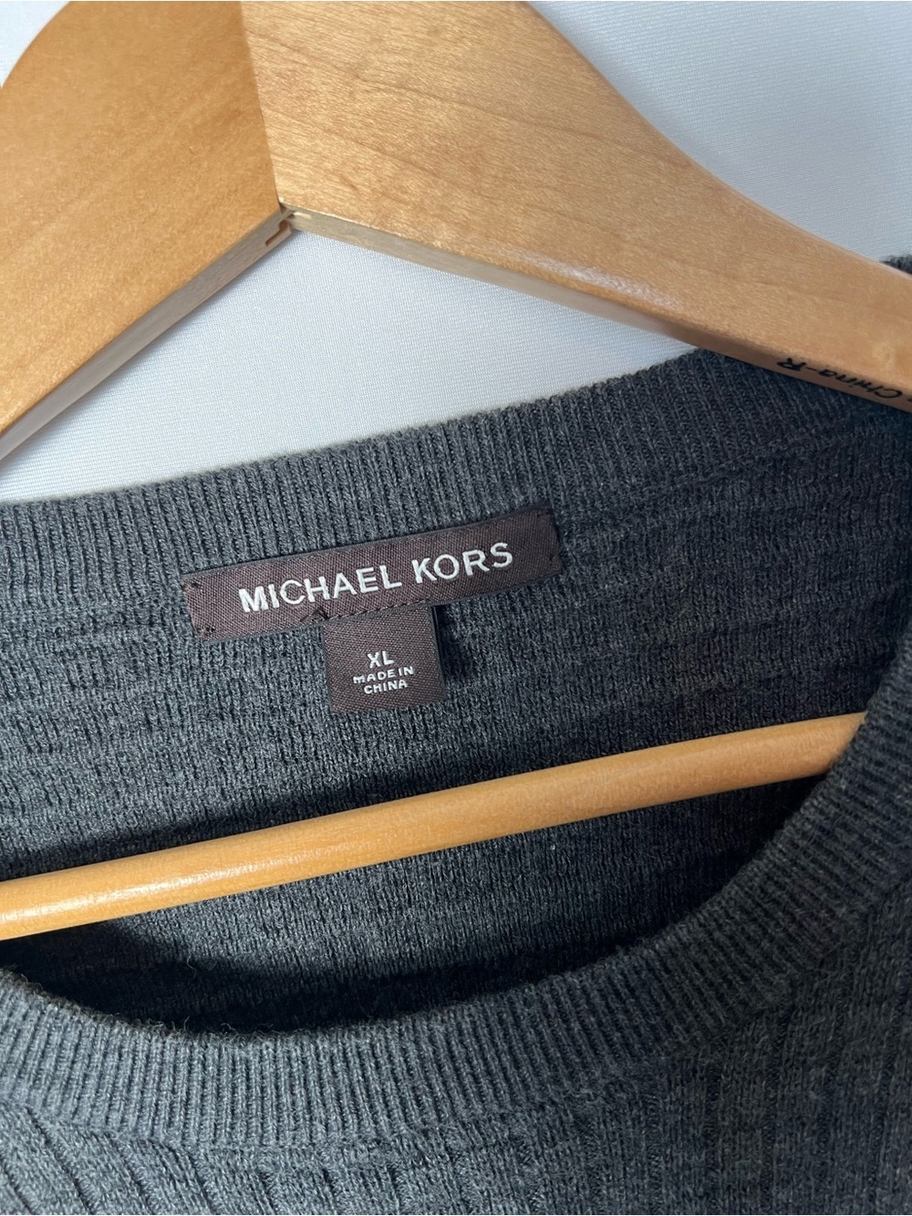 Michael Kors Men’s Gray Ribbed Pullover Knit Cotton Crew Neck Sweater XL - Picture 5 of 6